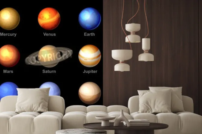 Fototapeta: Błyszczące planety kolorów z solar ikony systemowe. wektor.