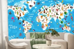 Fototapeta: Cartoon animal world map