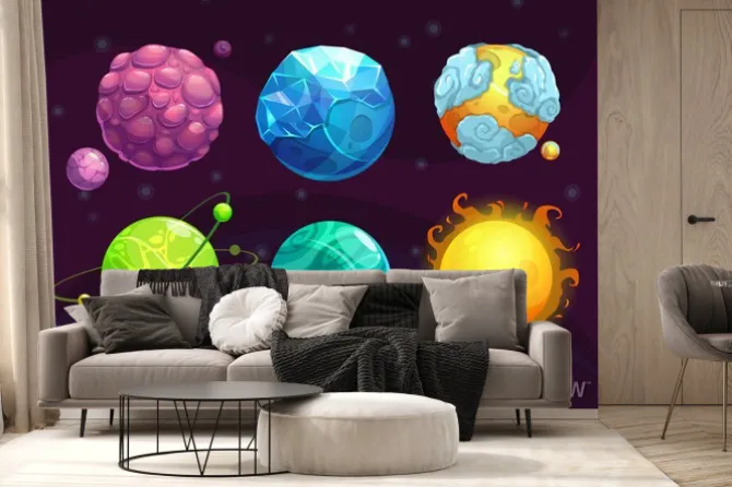 Fototapeta: Cartoon zestaw fantazji obce planety