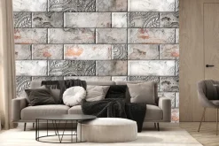 Fototapeta: Ceglana ściana z delikatnym ornamentem