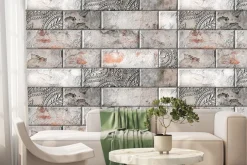 Fototapeta: Ceglana ściana z delikatnym ornamentem