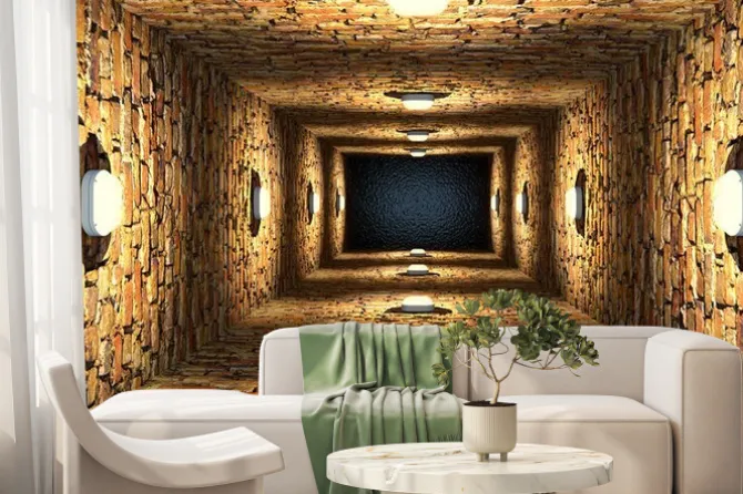 Fototapeta: Ceglany szyb wypełniony wodą