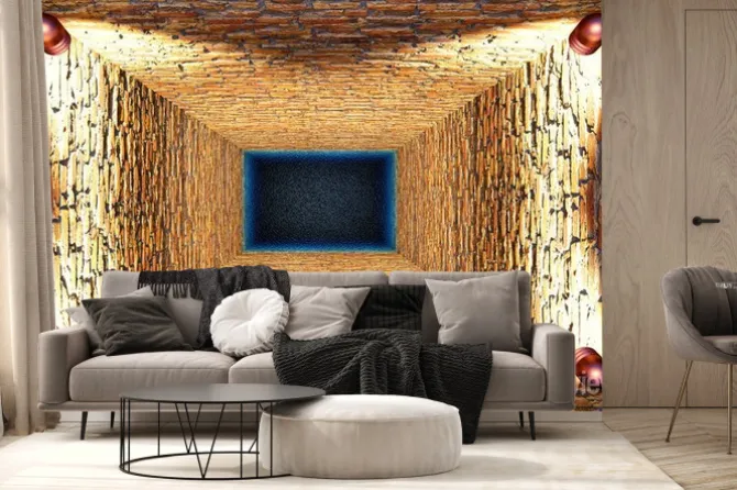 Fototapeta: Ceglany szyb z oświetleniem