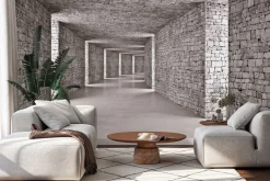 Fototapeta: Ceglany tunel w odcieniach szarości 3d