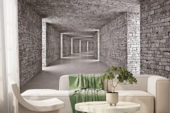 Fototapeta: Ceglany tunel w odcieniach szarości 3d