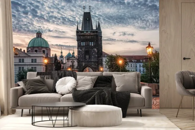 Fototapeta: Charles bridge in prague at sunrise