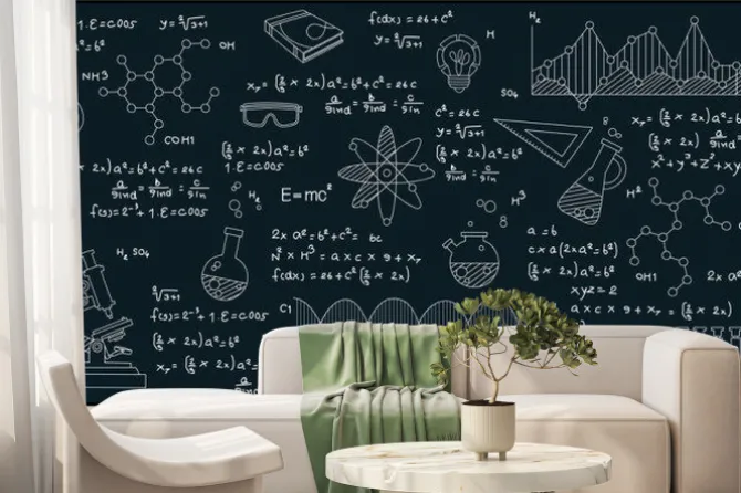 Fototapeta: Chemistry science formulas with images of tools and experimental