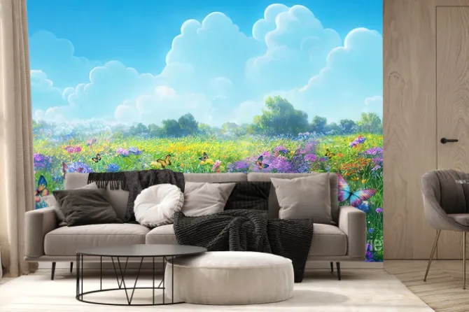 Fototapeta: Childrens painted colored wallpaper. colorful illustration of