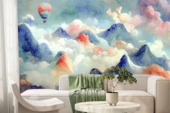 Fototapeta: Childrens painted colored wallpaper. colorful watercolor illustration