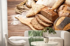 Fototapeta: Chleb asortyment na powierzchni drewnianych