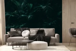 Fototapeta: Ciemna dżungla z egzotycznymi liśćmi