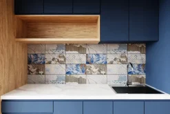 Fototapeta: Ciemne płytki z roślinnym motywem