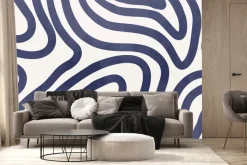 Fototapeta: Ciemnoniebieskie linie na białym tle abstrakcja