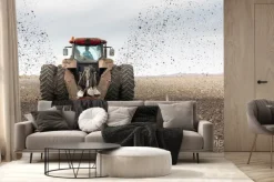 Fototapeta: Ciągnik z podwójnym ditcher kołowy kopania kanału odwadniającego