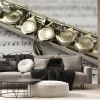 Fototapeta: Close up flute on flute sheet music background