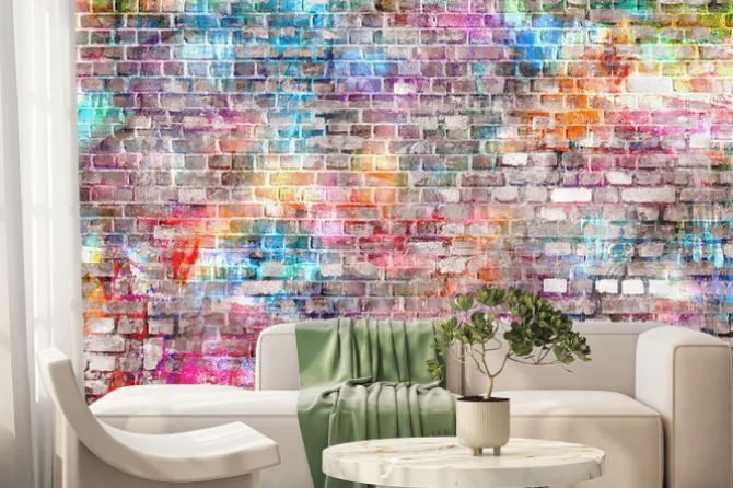 Fototapeta: Colorful grunge art wall illustration, background