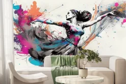 Fototapeta: Colorful watercolor ballerina hand painted ballet dancer ai generative