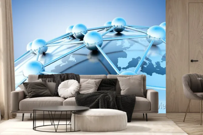 Fototapeta: Concepto de internet y trabajo en red con mapie del mundo