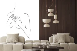 Fototapeta: Continuous line, drawing of woman body with hand, fashion concept,