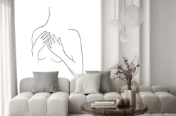 Fototapeta: Continuous line, drawing of woman body with hand, fashion concept,