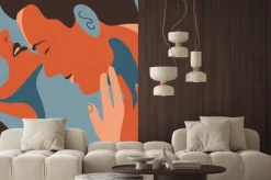 Fototapeta: Couple in love. romantic lovers portrait. abstract colored spots