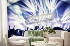 Fototapeta: Crowd enjoying concert, happy people jumping, large group celebrating