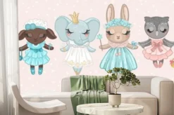 Fototapeta: Cute stuffed animals - fashion girls characters. kid nursery
