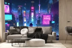 Fototapeta: Cyberpunk girl, anime, character design, concept art, beautiful