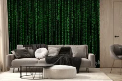 Fototapeta: Cyfrowa zielona matryca z binarnym kodem