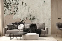 Fototapeta: Czaple i bambus na tle z delikatną teksturą