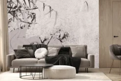 Fototapeta: Czaple i bambus na tle z delikatną teksturą