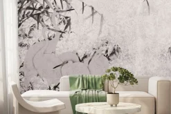 Fototapeta: Czaple i bambus na tle z delikatną teksturą