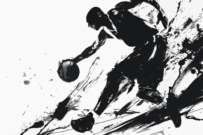 Fototapeta: Czarna akwarela koszykarza