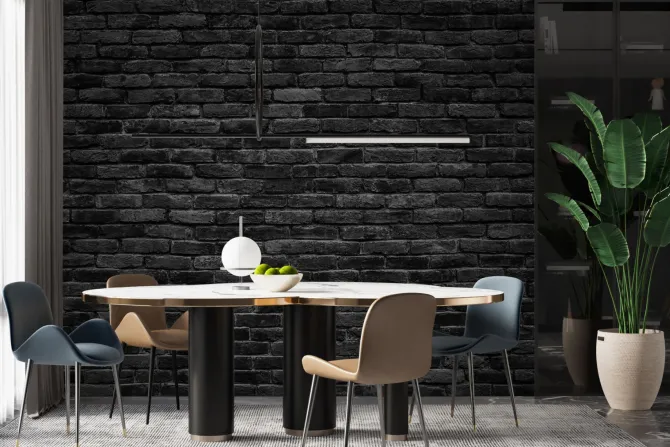 Fototapeta: Czarna imitacja muru z cegły