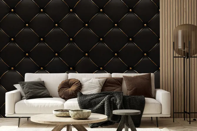 Fototapeta: Czarna pikowana tekstura ze złotem