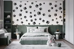 Fototapeta: Czarne łapy psów na białym tle