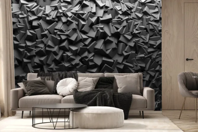 Fototapeta: Czarne geometryczne tło z efektem 3d