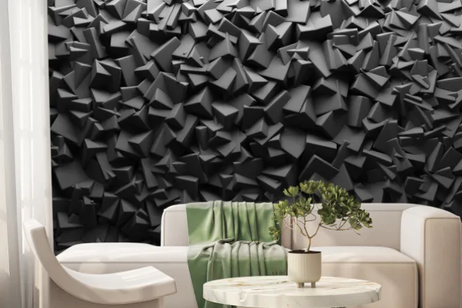 Fototapeta: Czarne geometryczne tło z efektem 3d
