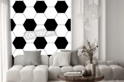 Fototapeta: Czarne i białe sześciokąty tworzące wzór piłki nożnej