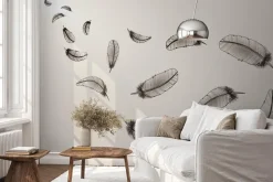 Fototapeta: Czarne malowane pióra na jasnym tle