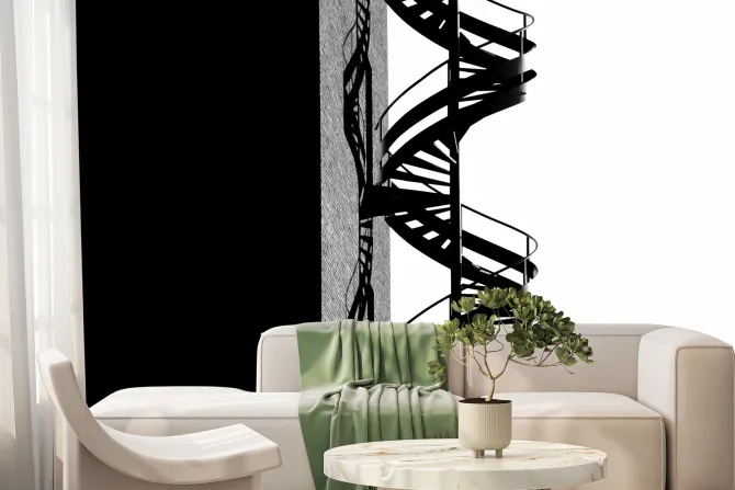 Fototapeta: Czarne metalowe kręcone schody