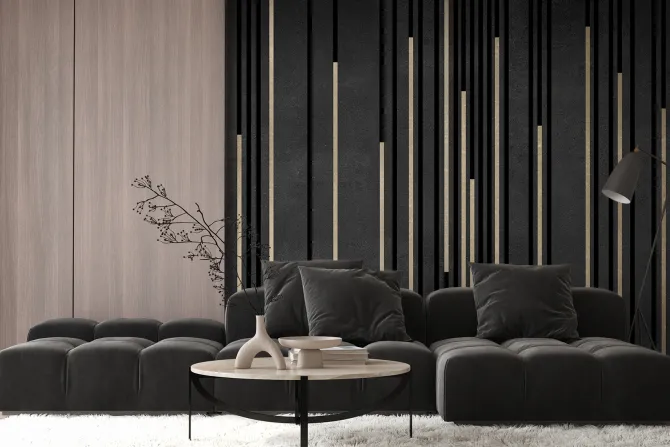 Fototapeta: Czarne paski ze złotym zdobieniem