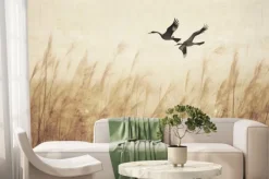 Fototapeta: Czarne ptaki nad łąką