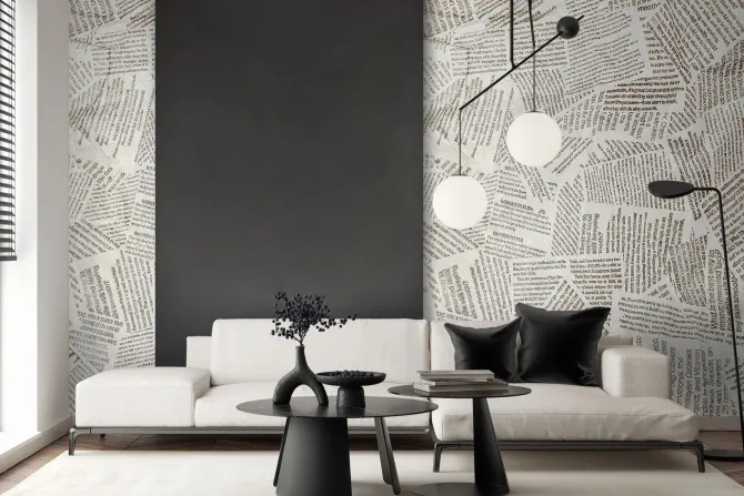 Fototapeta: Czarno białe strony magazynu retro styl