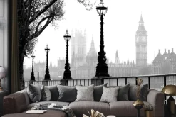 Fototapeta: Czarno biały londyn z big benem