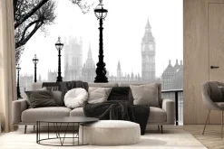 Fototapeta: Czarno biały londyn z big benem