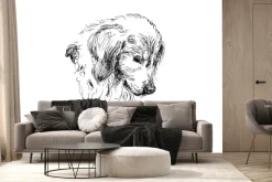 Fototapeta: Czarno biały portret psa w stylu szkicu
