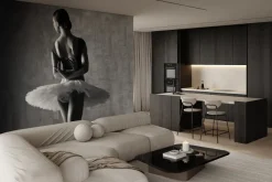 Fototapeta: Czarno-biała fotografia tańczącej baletnicy