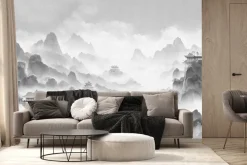 Fototapeta: Czarno-biała japońska wioska w górach