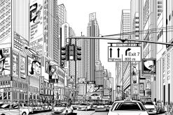 Fototapeta: Czarno-biała ulica nowego jorku